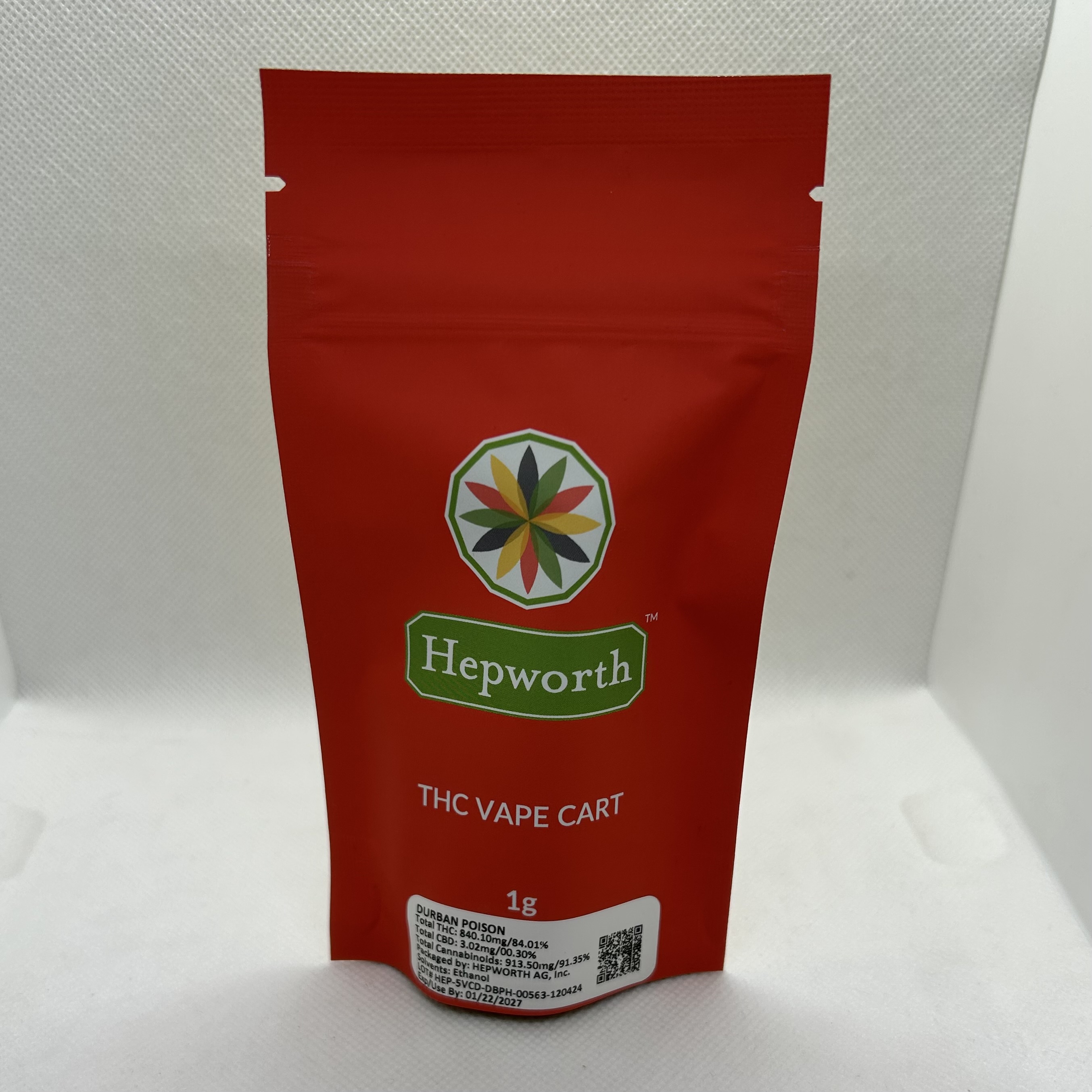 Photograph of product: Hepworth | 1g 510 Vape Cartridge | Durban Poison