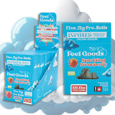 Photograph of product: Feel Goods Sparkling Strawberry Flavor Infused Preroll 5 Pack