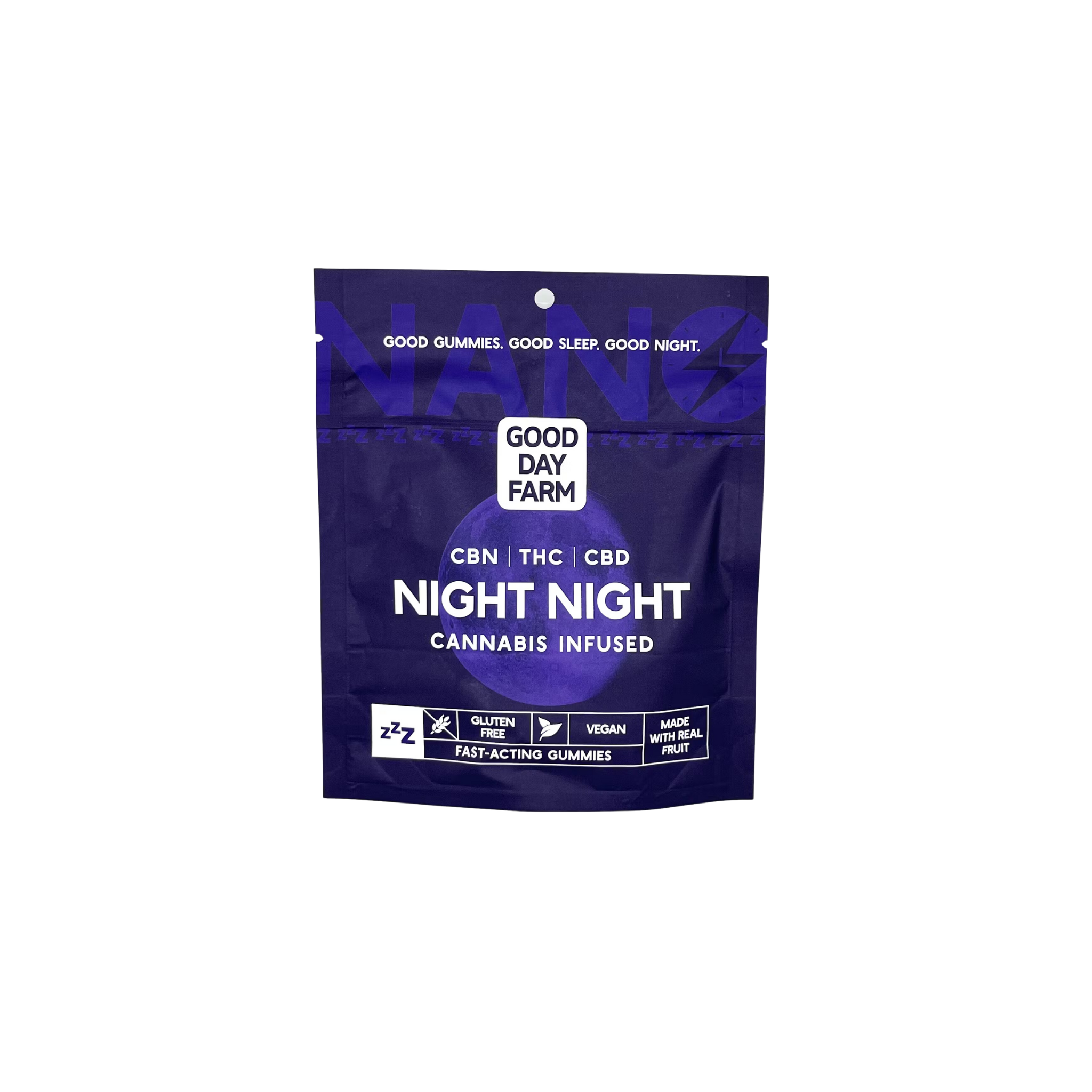 Photograph of product: GDF: Fast-Acting Gummies | Nano Night Night | TH-oui:CBD:CBN | 40mg 10pk