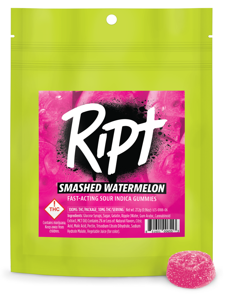 Photograph of product: Ript Smashed Watermelon Oui'd Gummies 100mg