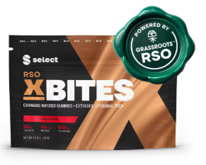 Photograph of product: Select | Edibles | Gummies | RSO X Bites | Cherry Pie | 10 Pk 100mg- Hybrid