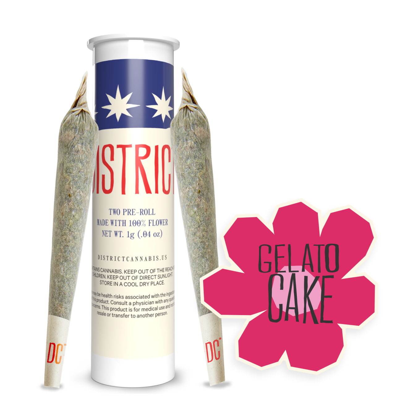 Photograph of Product: District Cannabis: Florida Oranges 2pk Pre-Roll - 1g