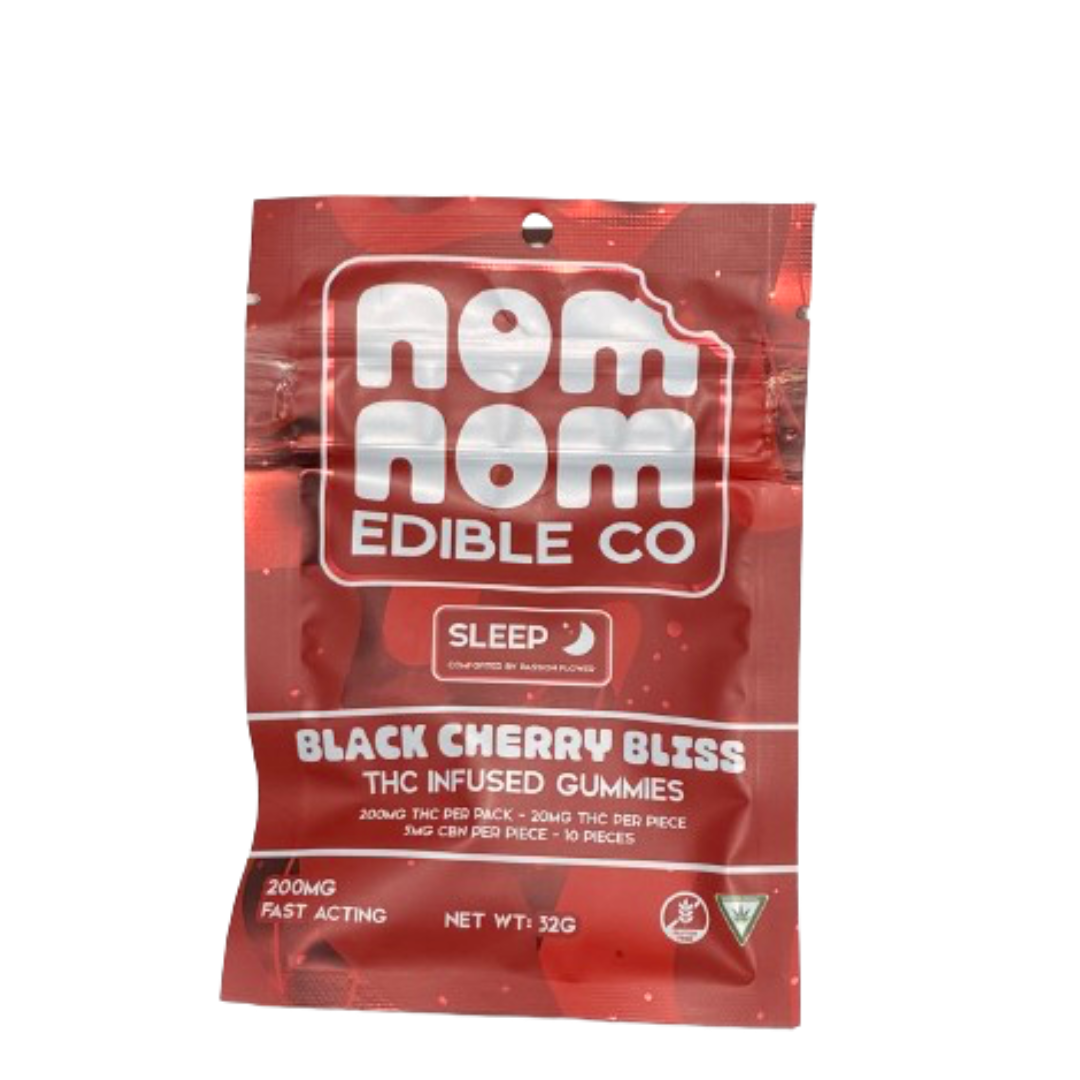 Photograph of Product: Nom Nom Edible Co - Gummies Sleep - Black Cherry Bliss - 200mg