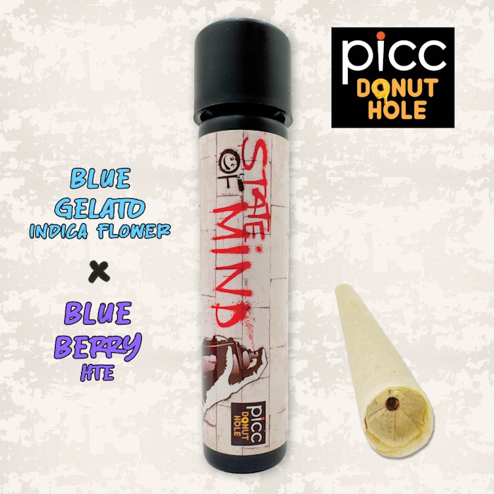 Photograph of product: State Of Mind | Blue Gelato x Blueberry | HTE Infused Pre-roll | Oui'd