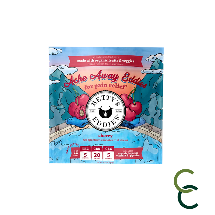 Photograph of product: Ache Away Cherry Taffy - 1:4:1 (TH-oui:CBD:CBC)