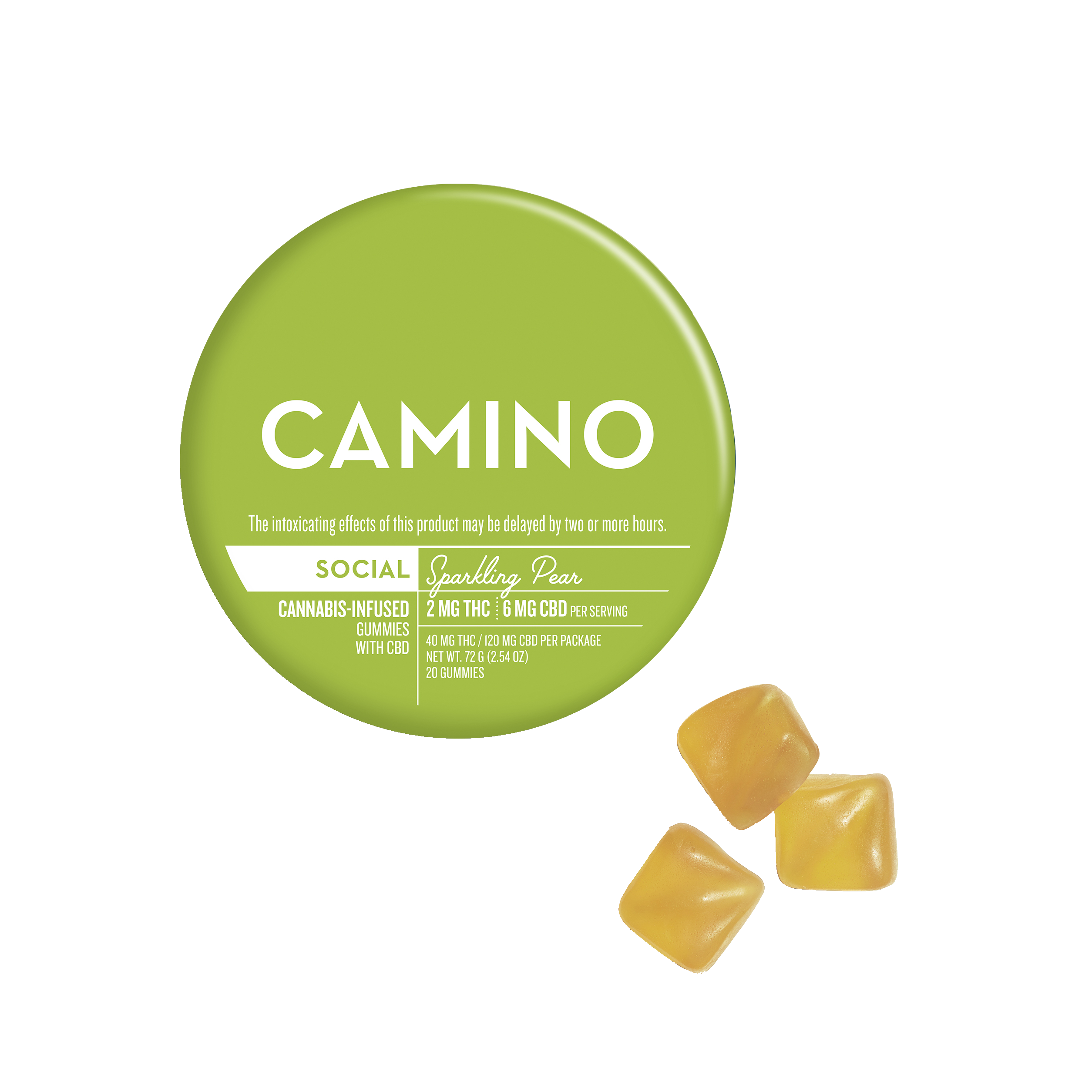 Photograph of product: Camino | Sparkling Pear 1:3 | 20 Pack 40mg  | 1:3 THC:CBD