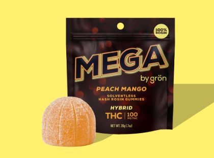 Photograph of product: E115 | Gron | Peach Mango MEGA | Hybrid | Rosin | 100mg
