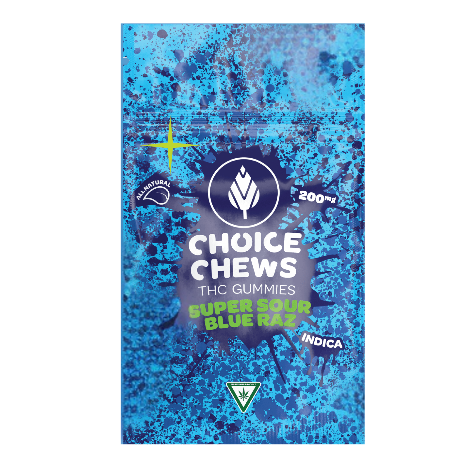 Photograph of product: Choice Chews | Super Sour Blue Raz | 200mg Gummies