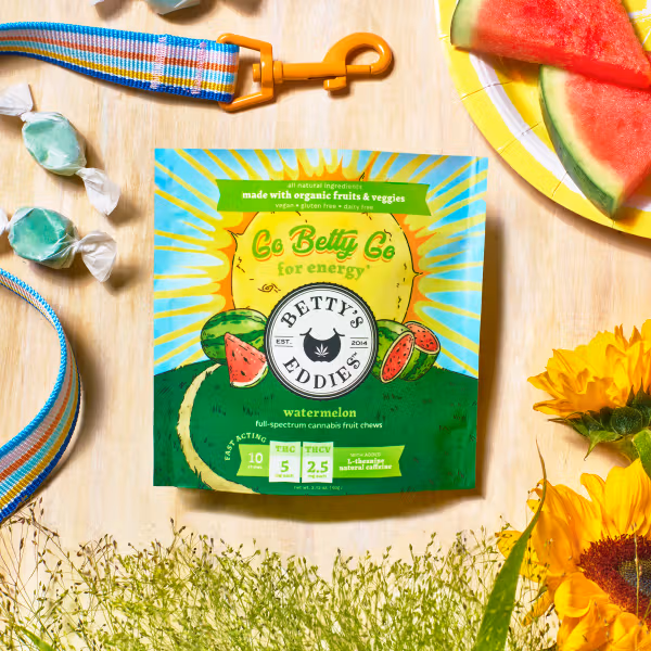 Photograph of product: Betty's Eddies Energy Watermelon Fruit Chews 10pk | 500mg