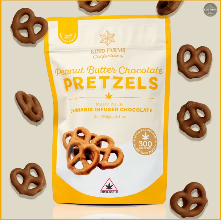 Photograph of product: Peanut Butter Chocolate Covered Pretzels 300mg
