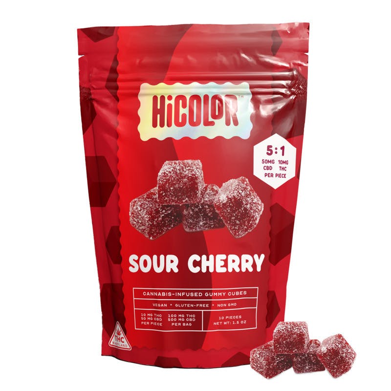 Photograph of product: Sour Cherry | 5:1 CBD:TH-oui | 10 x 10mg