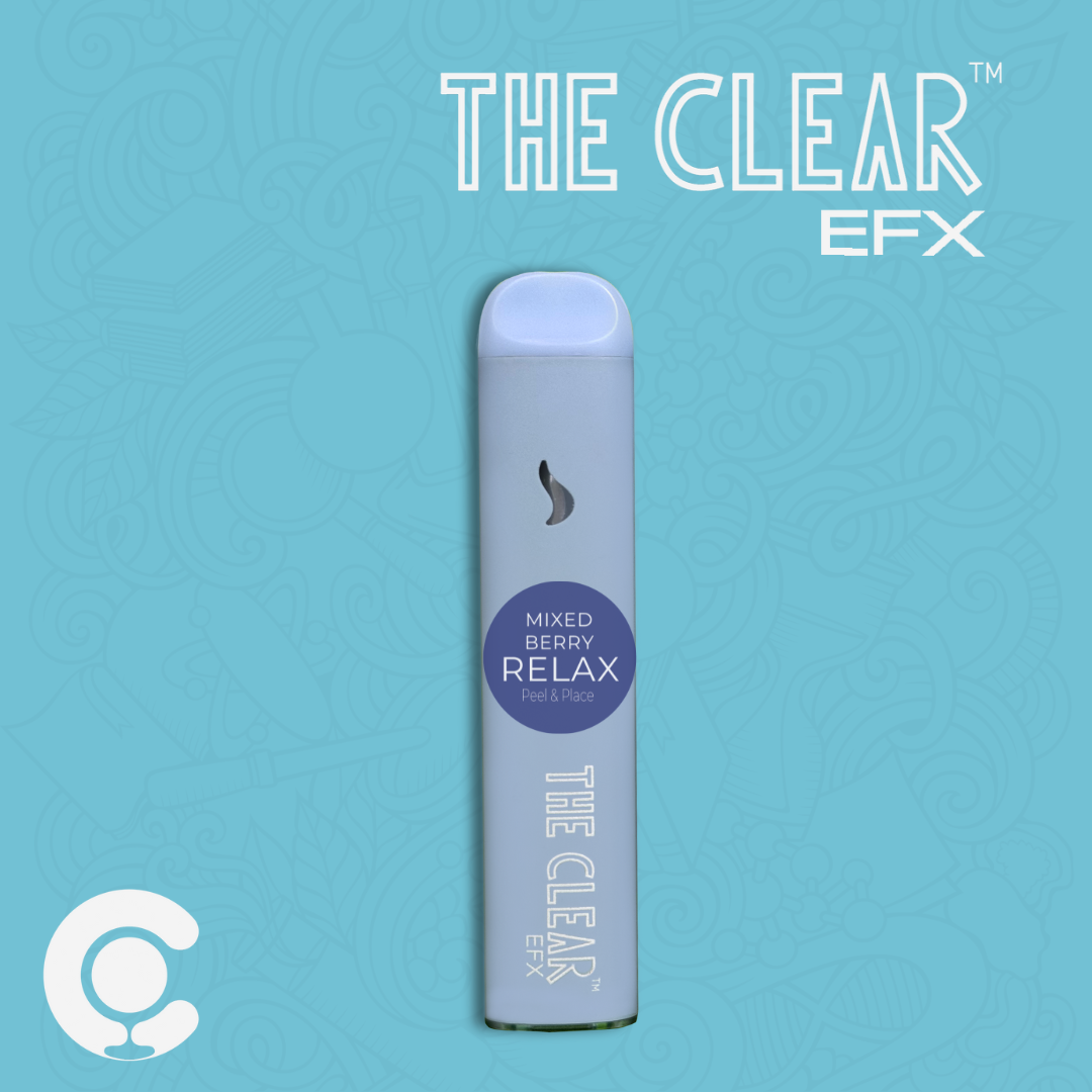 Photograph of product: The Clear EFX Relax Mixed Berry 2:1 TH-oui:CBD All-In-One 1000mg Vape