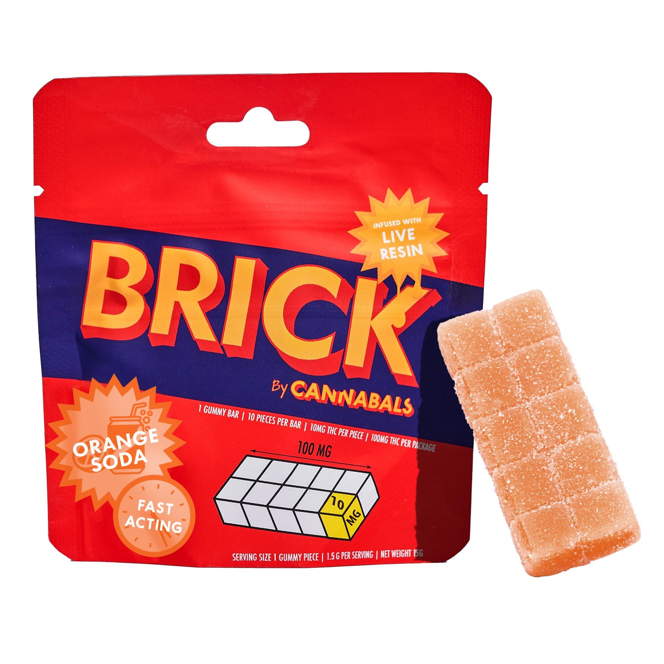 Photograph of product: Cannabals - Orange Soda Brick Gummy - 100mg