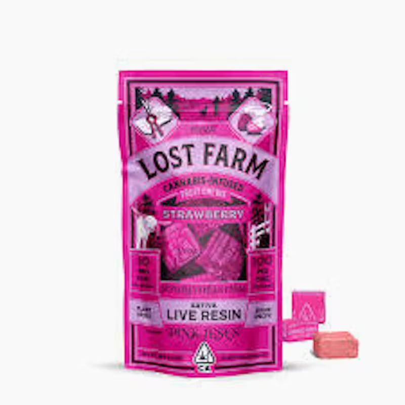 Photograph of product: LOST FARM | CHEWS - STRAWBERRY PINK JESUS 100MG