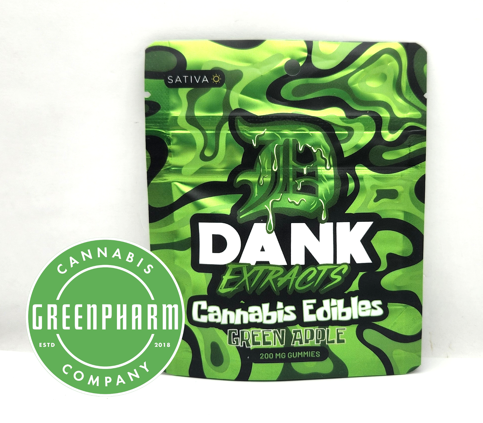 Photograph of product: Edible | Dank Extracts | Green Apple Gummies | 200mg