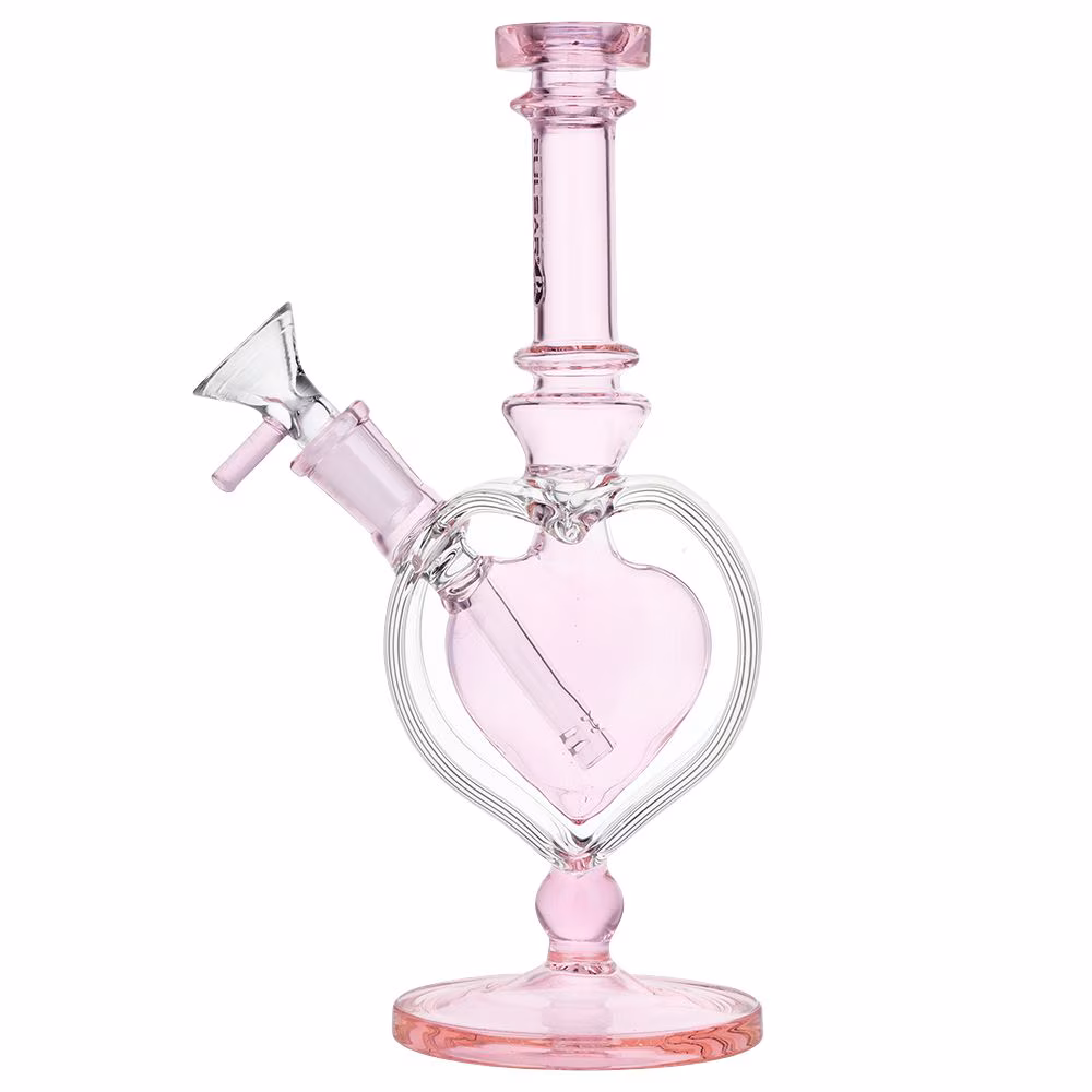 Photograph of product: Pulsar Pink Heart Chalice Glass Water Pipe - 9" - 14mm F