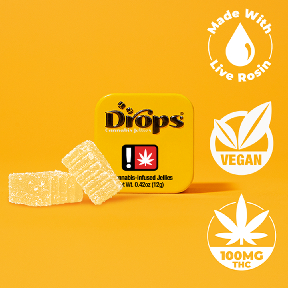 Photograph of product: Drops > 2pc Jellies 100mg > Active > Lemon