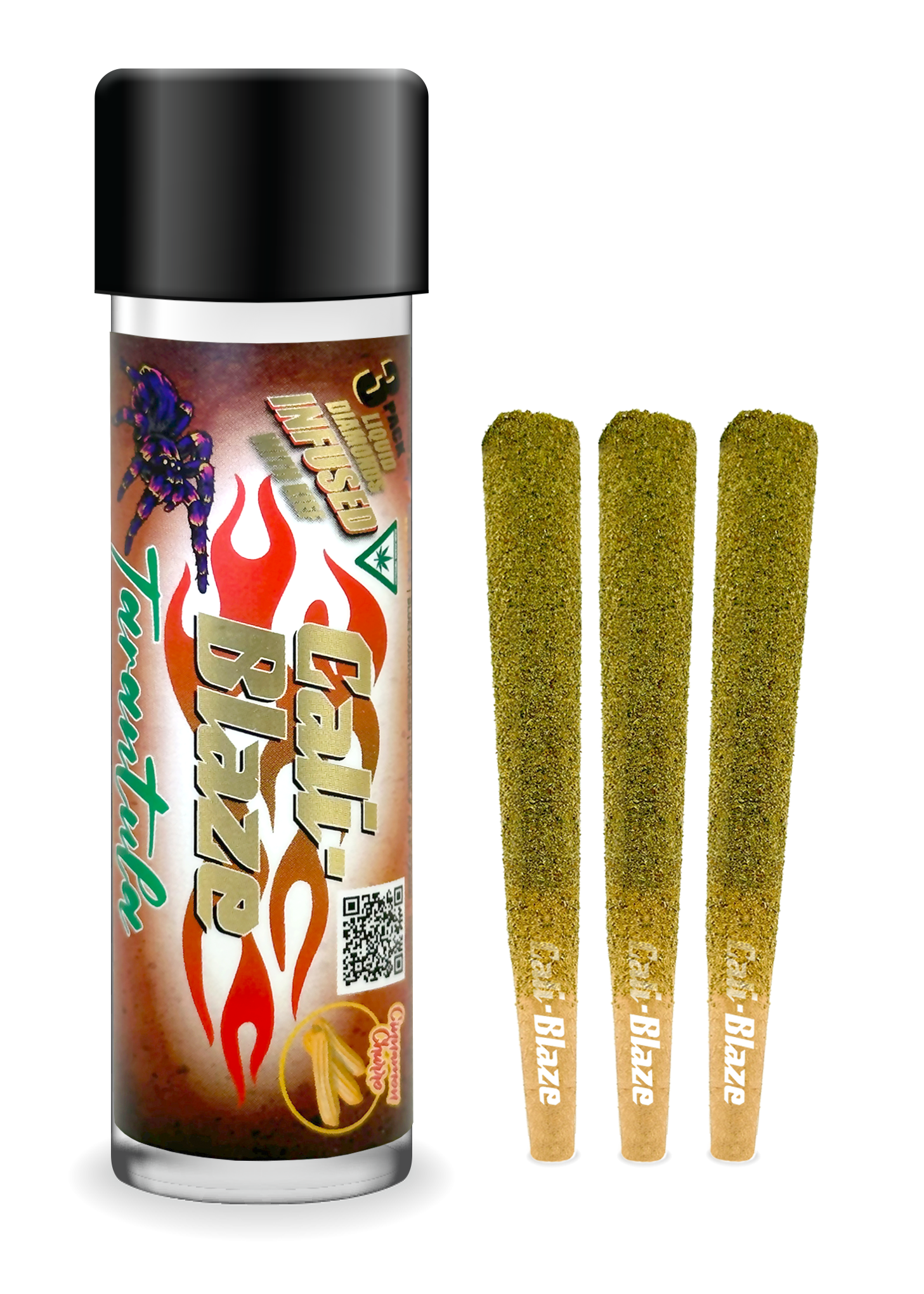 Photograph of product: CALI-BLAZE | Infused Preroll Pack | Tarantula | Cherry Lime | 3x1g