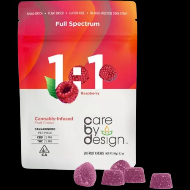 Photograph of product: 1:1 Raspberry Fruit Chews 20pk Vegan - 