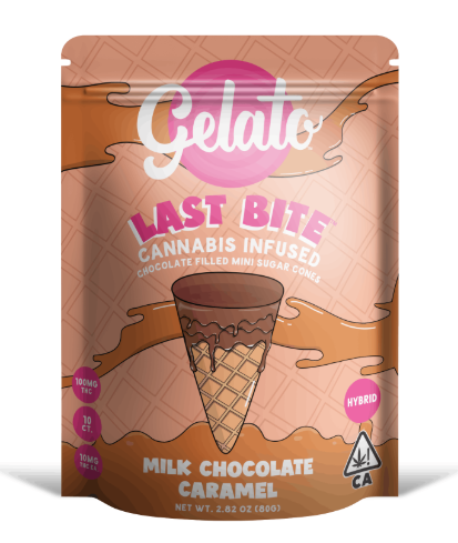 Photograph of product: Gelato | Last Bites Milk Chocolate Caramel Mini Cones | 100mg