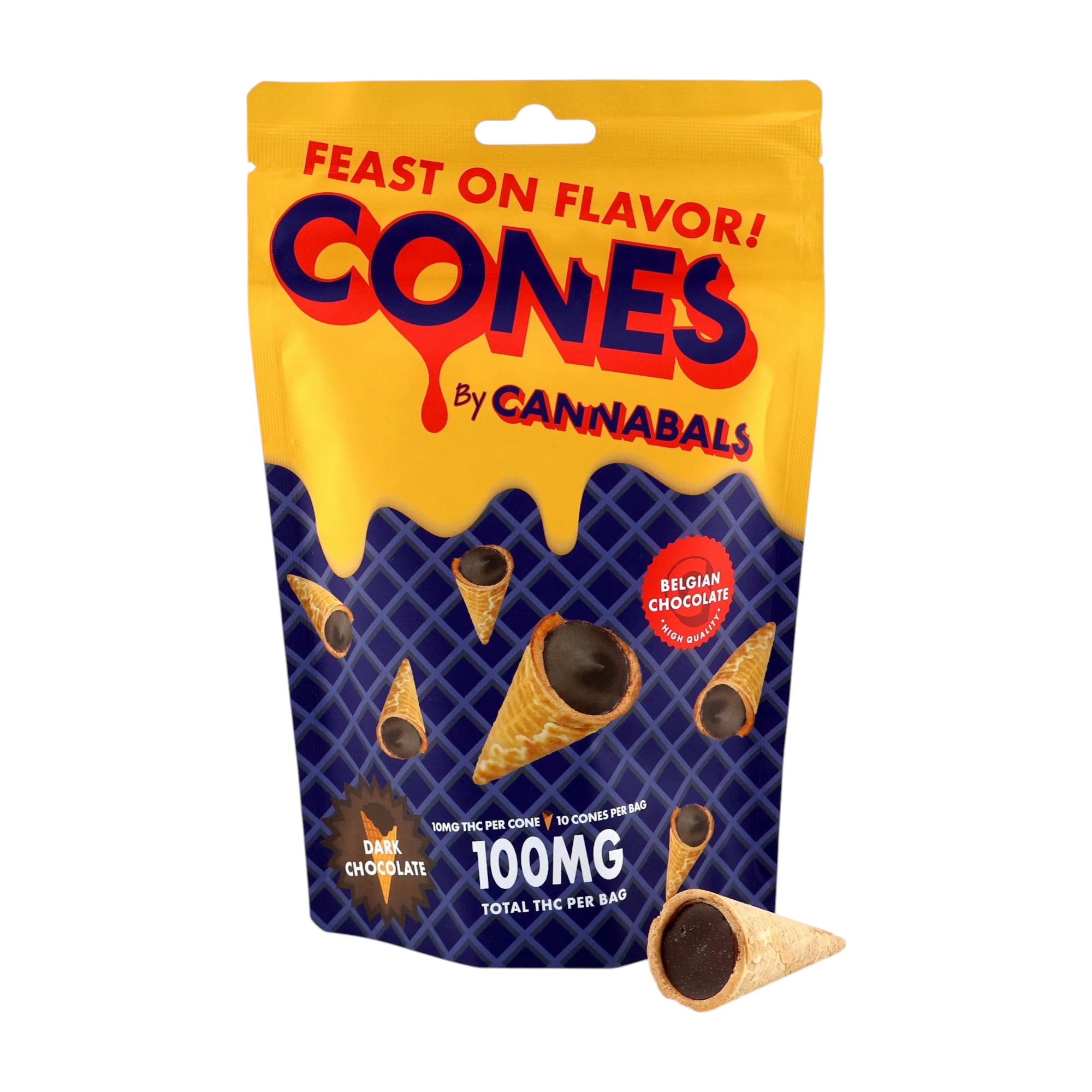 Photograph of product: Cannabals Cones Dark Chocolate 10pk 10mg