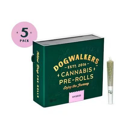 Photograph of product: AGL Dogwalkers Jet Fuel Pre Roll Minis 26.31% (H) 1.75g 5 Pack - 00820