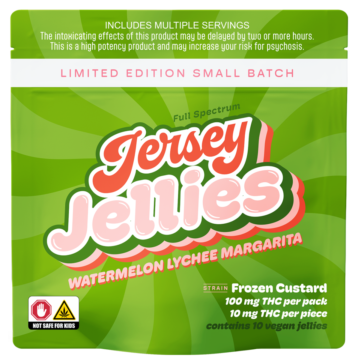 Photograph of product: Watermelon Lychee Margarita Cured Resin Gummies  10 Pack (Frozen Custard  Hybrid)