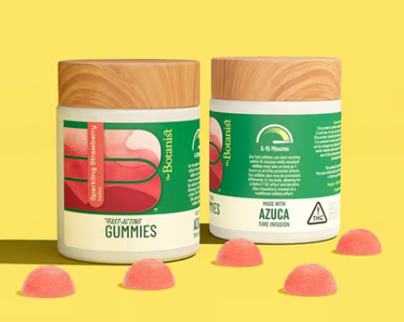 Photograph of product: THE BOTANIST FAST ACTING SPARKLING STRAWBERRY 10PK GUMMIES 100MG