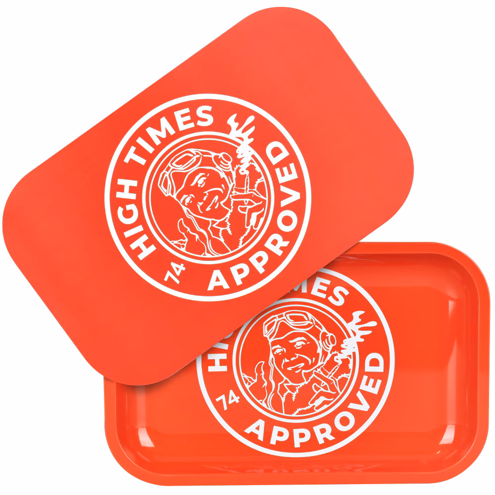 Photograph of product: High Times Metal Rolling Tray w/ Lid | 11"x7" | High Times Approved