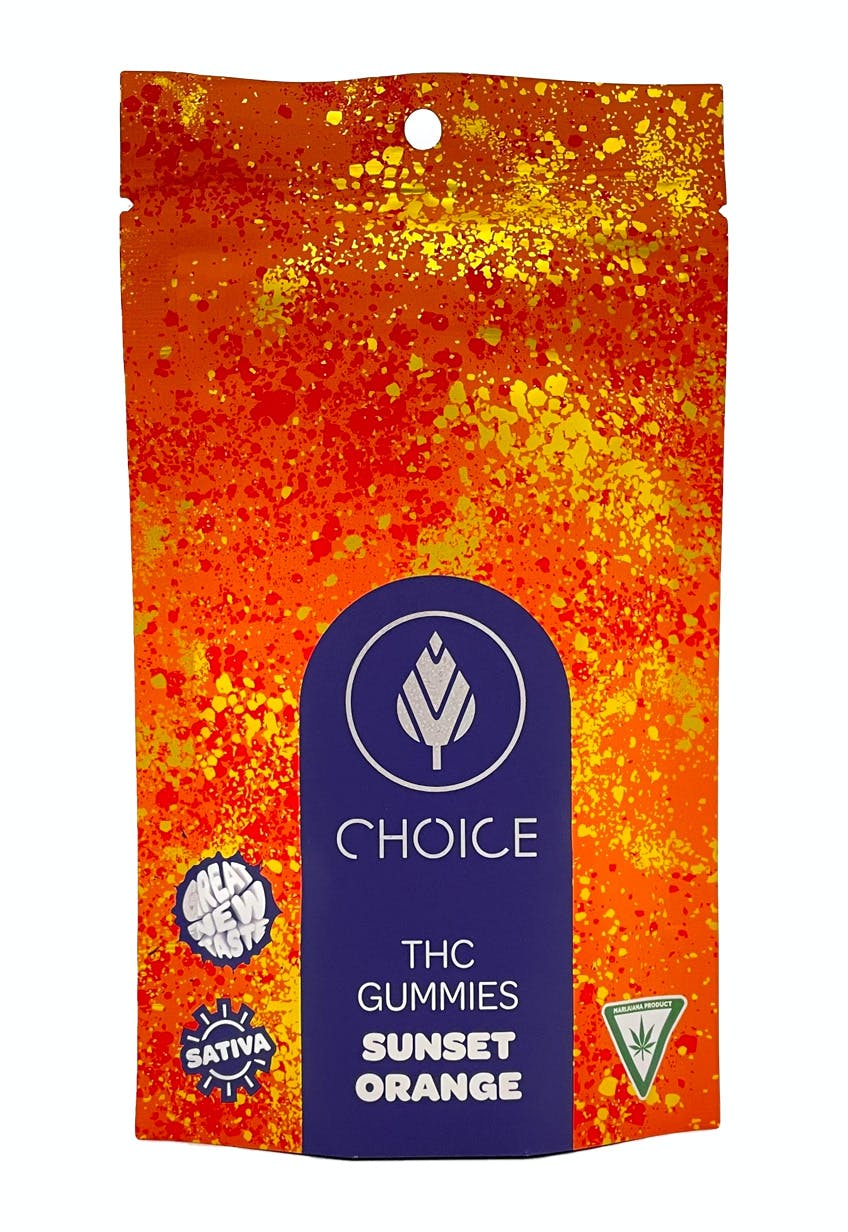 Photograph of product: CHOICE CHEWS - Sunset Orange Gummies - Oui'd (10mg per piece/100mg)