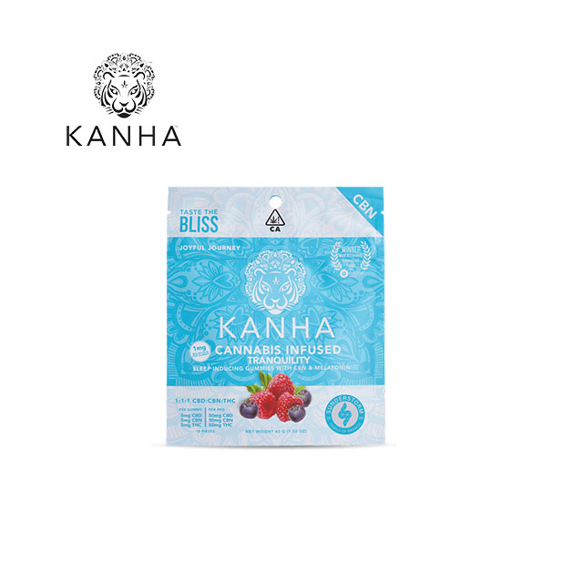 Photograph of product: TRANQUILITY 1:1:1 CBD:CBN:THC 100MG 10 PACK GUMMIES
