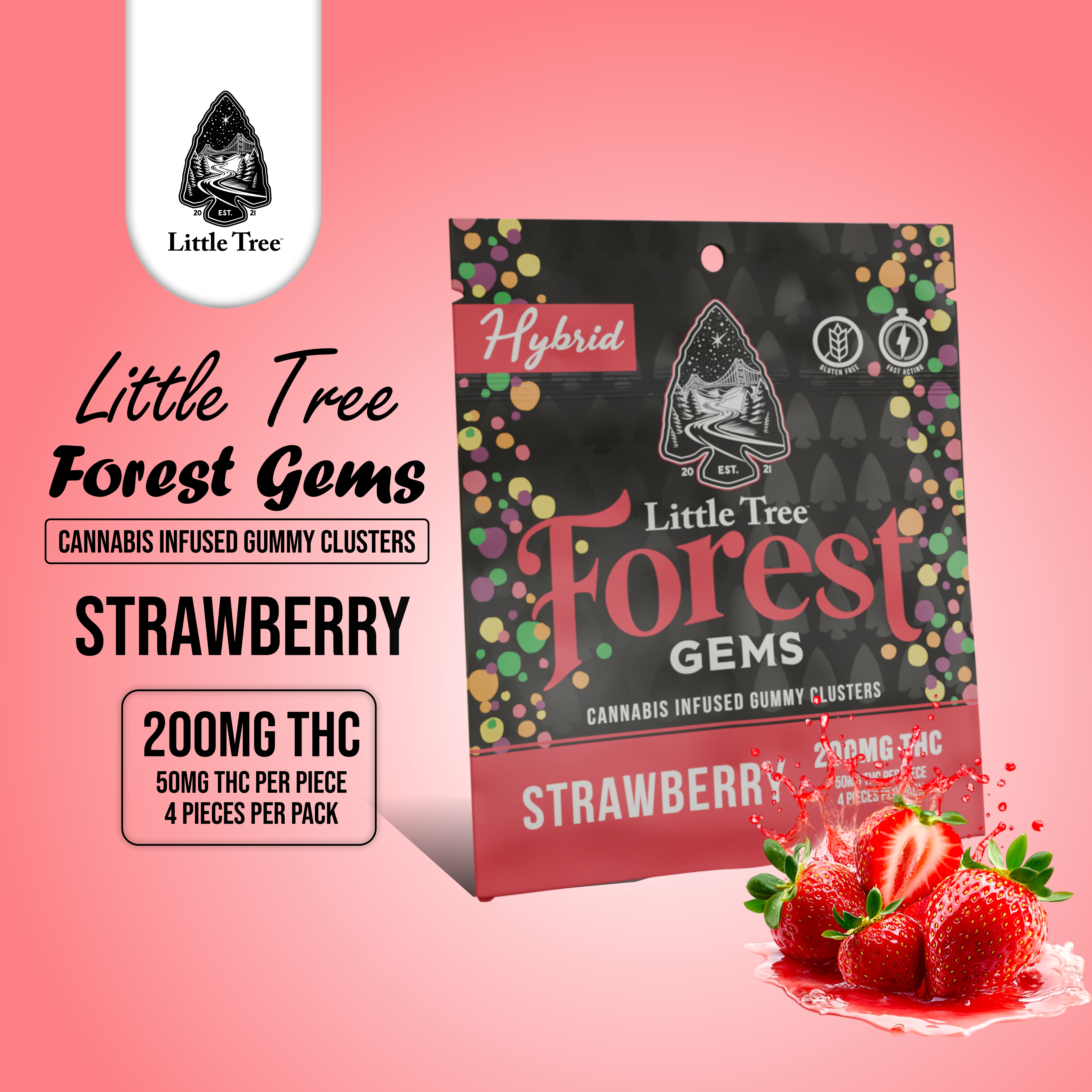 Photograph of product: Little Tree - 200mg Forest Gems - Strawberry