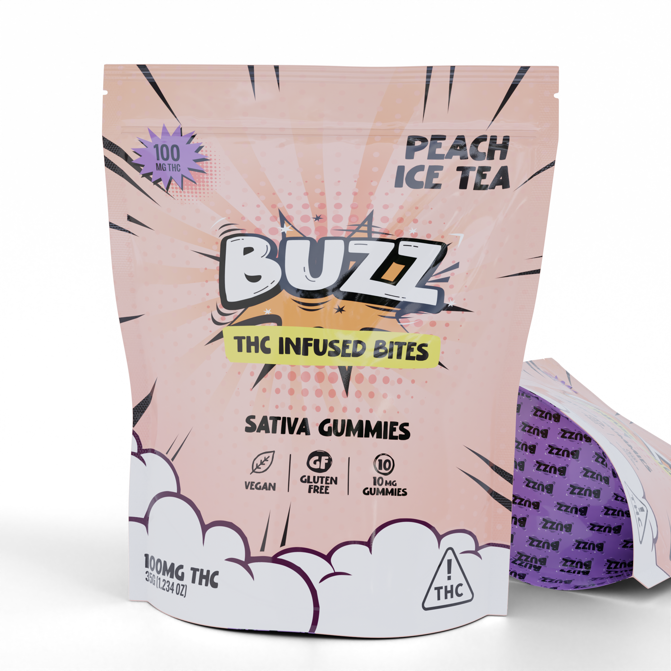 Photograph of product: BUZZ | Peach Iced Tea Gummies 100mg