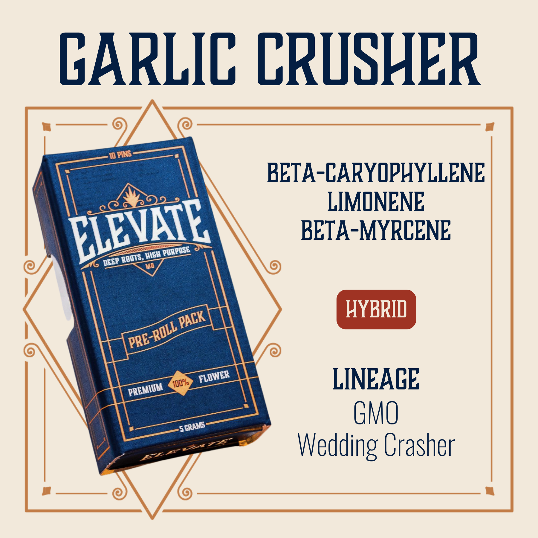Photograph of product: Garlic Crusher Pre-Roll Pack 5g (0.5g ea | 10-Pack)