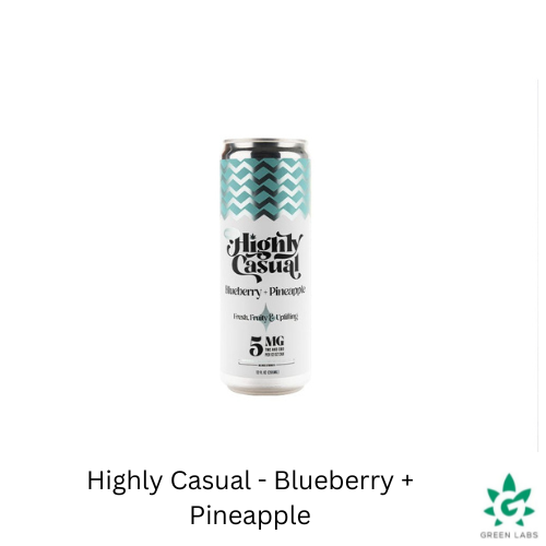 Photograph of Product: (REC) Highly Casual 5mg Single - Blueberry & Pineapple Seltzer
