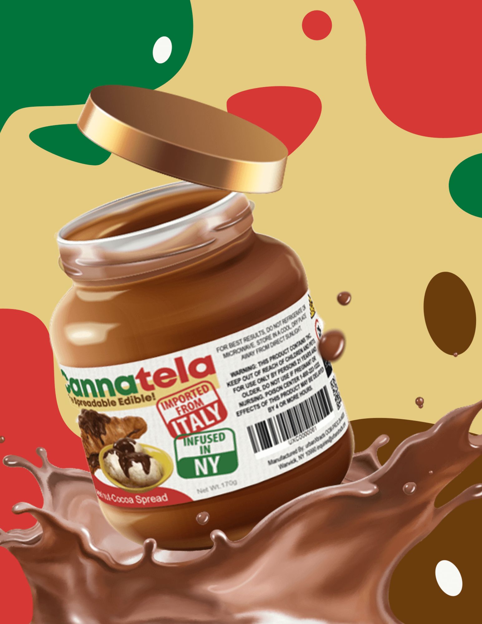 Photograph of product: Cannatela | Infused Spread | 100mg | Chocolate Hazelnut