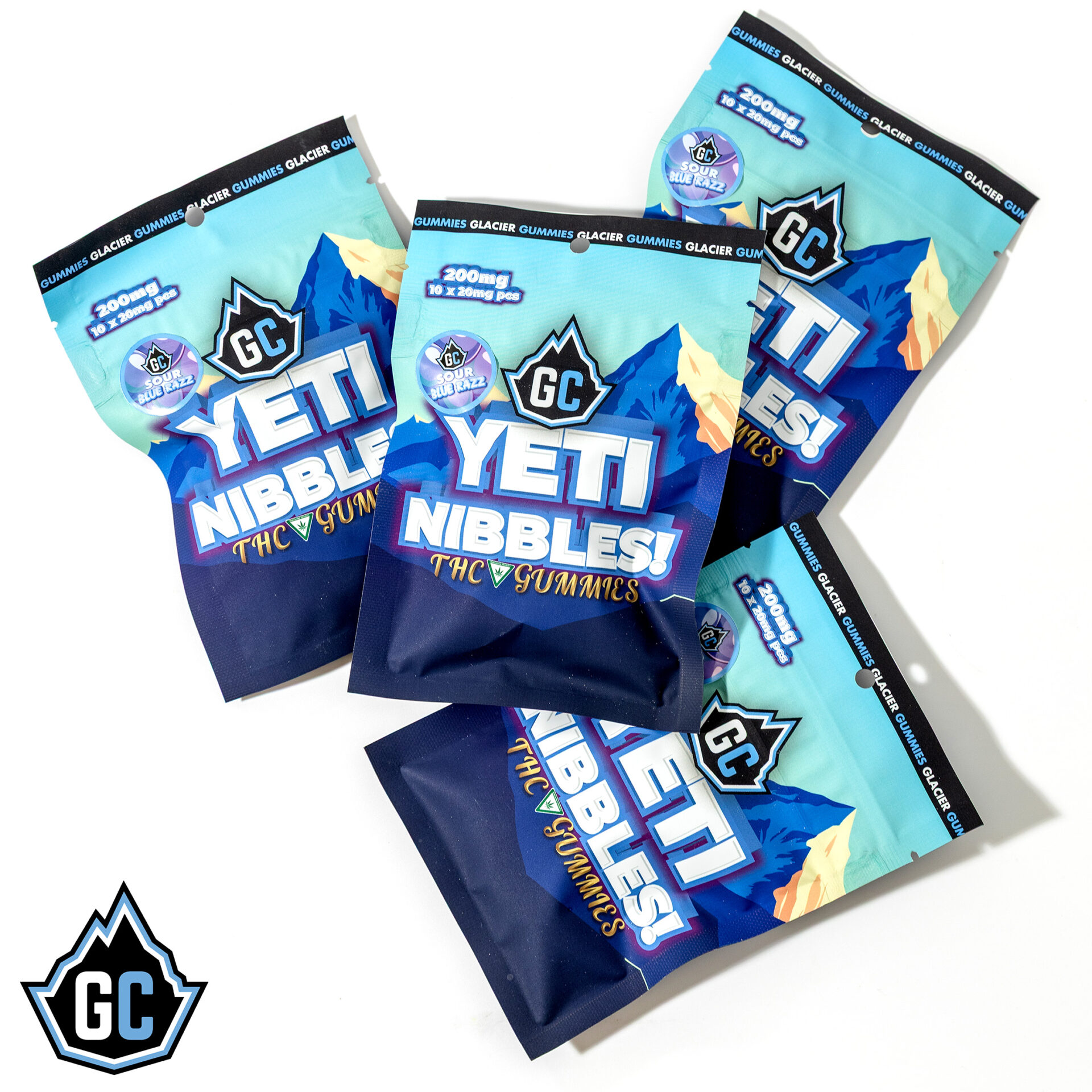 Photograph of product: Yeti Nibbles Gummies - Sour Blue Razz (200mg)