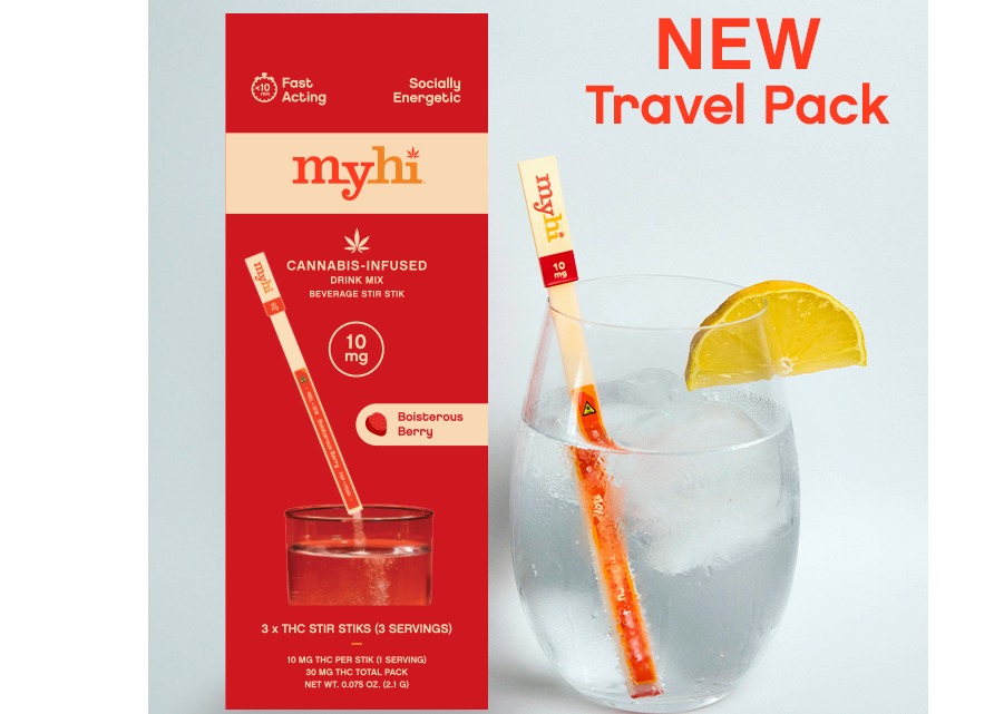 Photograph of product: MyHi | Boisterous Berry | TH-oui Infused Drink Mix | 10mg Stir Sticks | 3pk