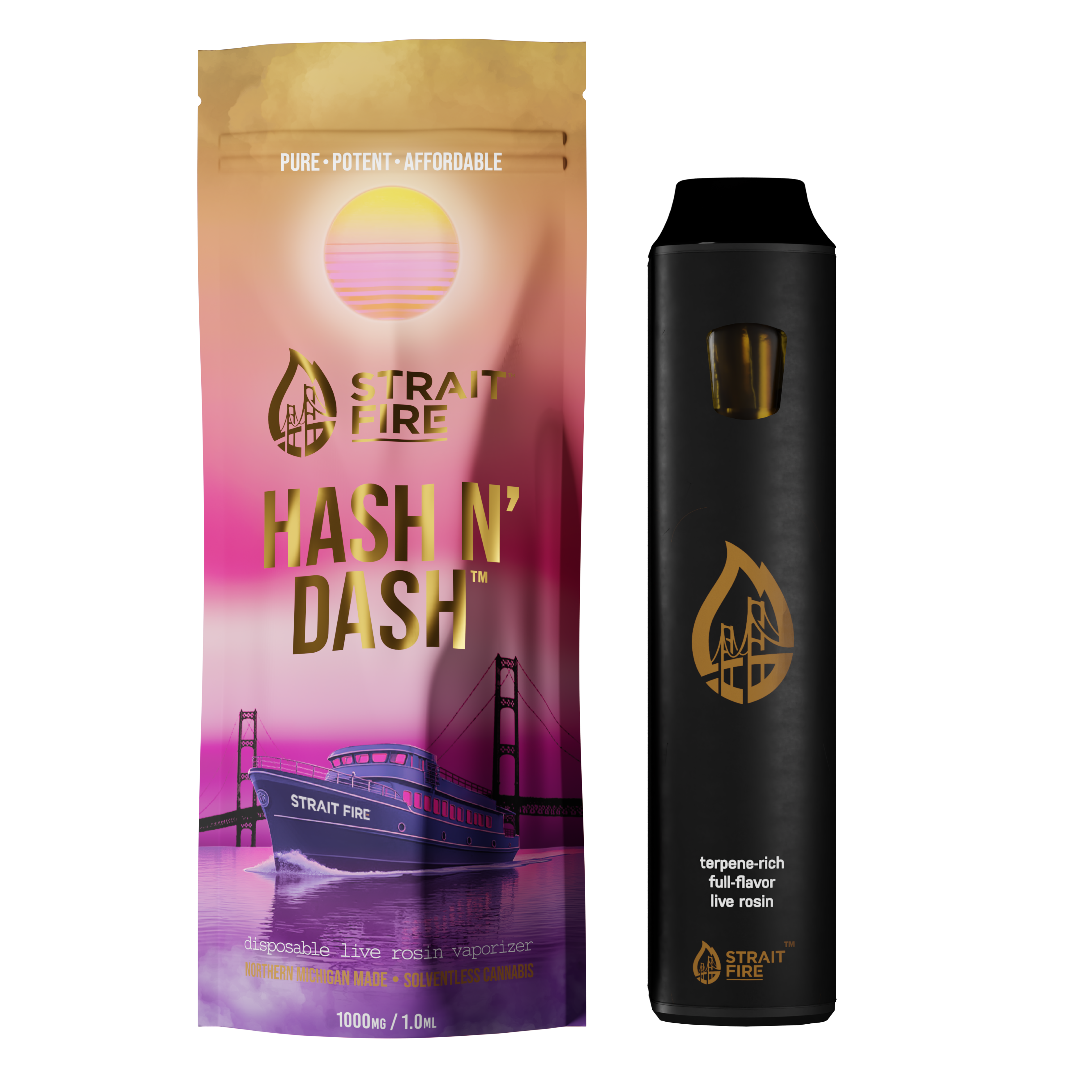 Photograph of product: Strait-Fire Live Rosin Disposable | Sour Garlic Cookies x Dulce De Uva