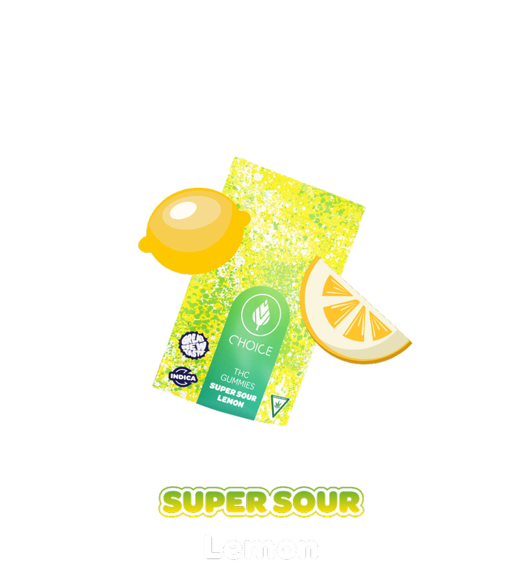 Photograph of product: Choice Chews - Gummies - 100mg - Super Sour Lemon - Oui'd