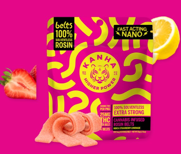 Photograph of product: Strawberry Lemonade Live Rosin Belts | 100mg - Kanha