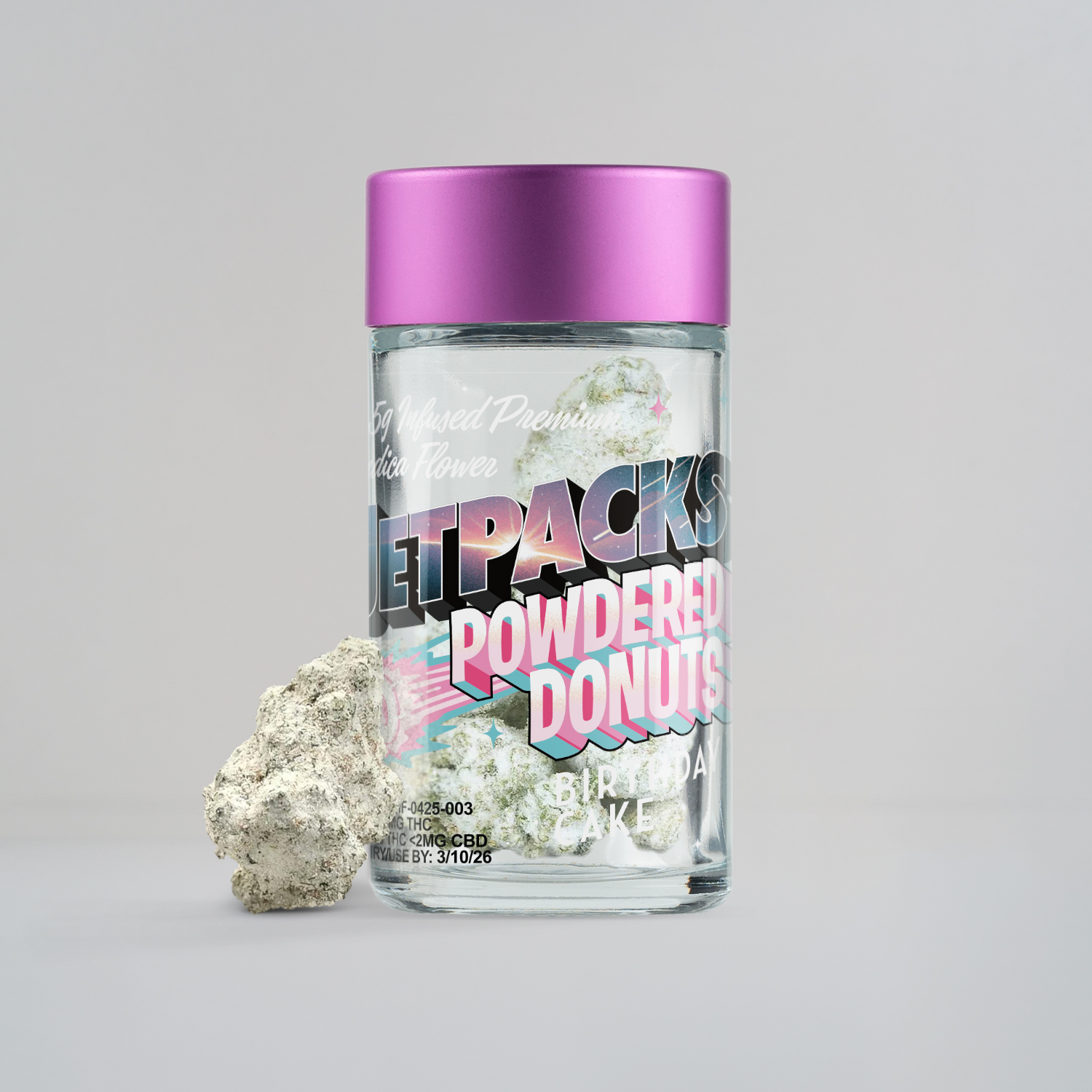 Photograph of product: Jetpacks Powdered Donuts 3.5g Birthday Cake- Oui'd 50.81%TH-oui