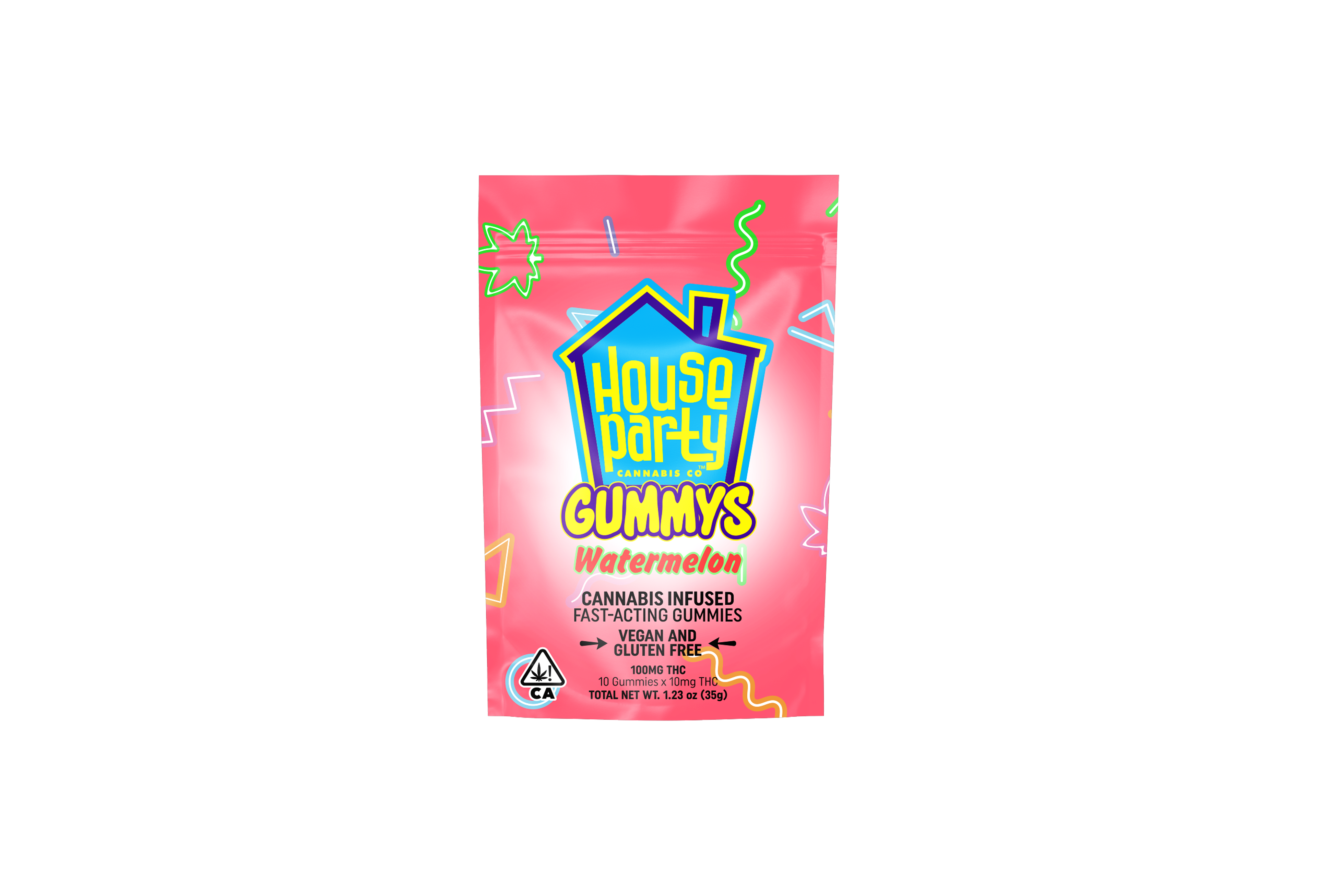 Photograph of product: HOUSE PARTY - 100MG - EDIBLE (GUMMIES) - WATERMELON