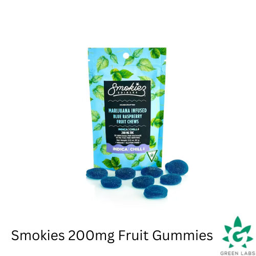 Photograph of product: (REC) Smokies 200mg Gummies - Sweet Blue Raspberry - Oui'd