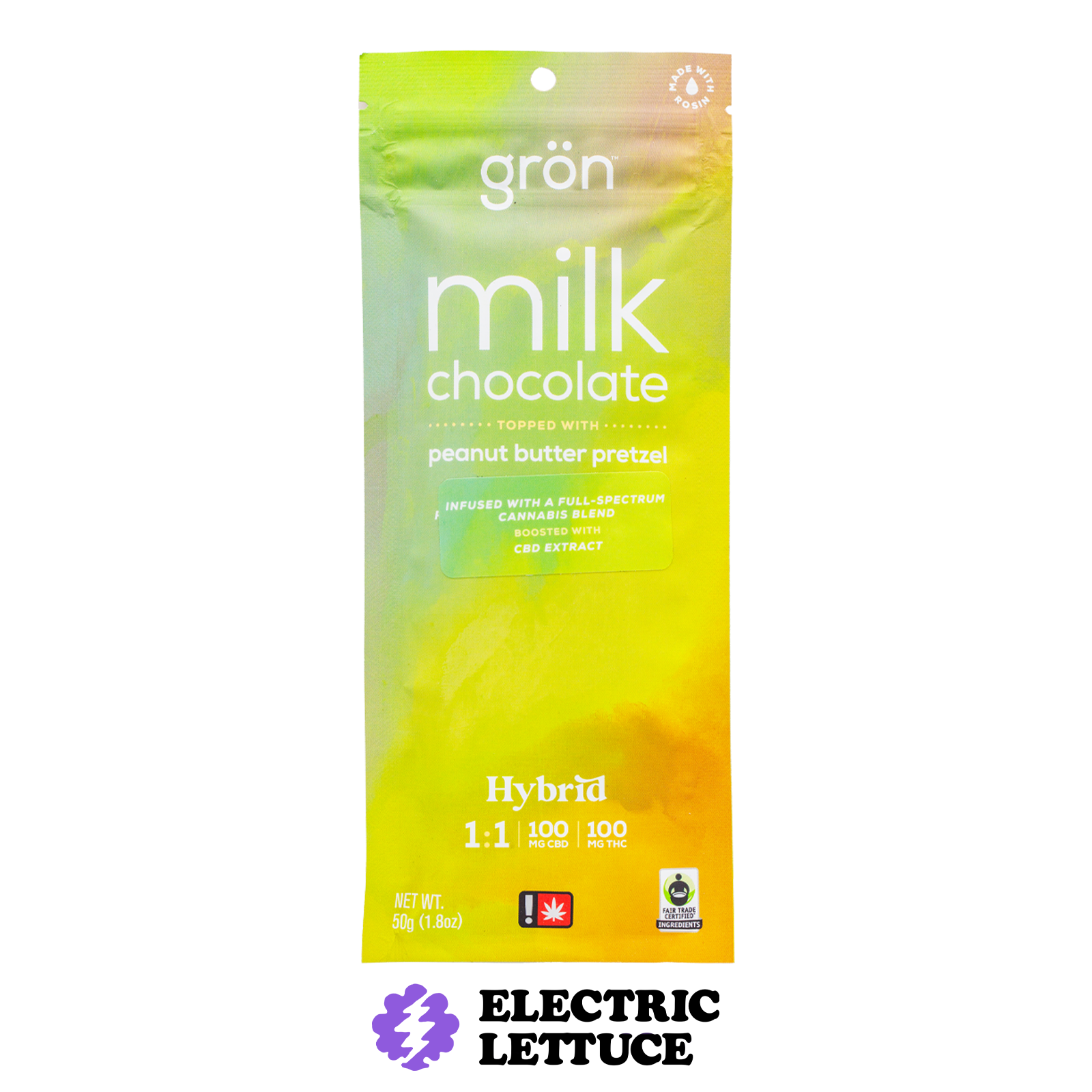 Photograph of product: Gron Peanut Butter Pretzel Milk Chocolate 1:1 100mg