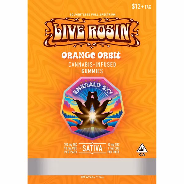 Photograph of product: 100mg Orange Orbit (Oui'd) Live Rosin Gummies $18 or 2/$30