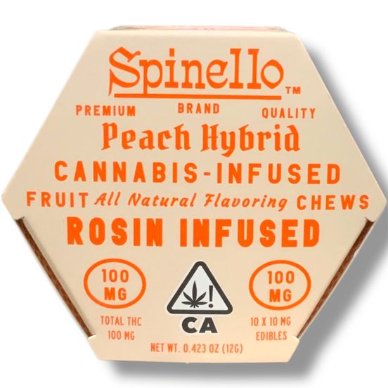 Photograph of product: Spinello - Peach 100mg Rosin Gummies - 