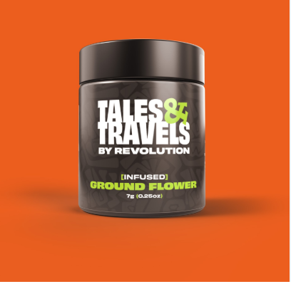 Photograph of product: Infused Flower - Tales & Travels - Blueberry Clementine/Blackberry Kush shake (H) - 7g