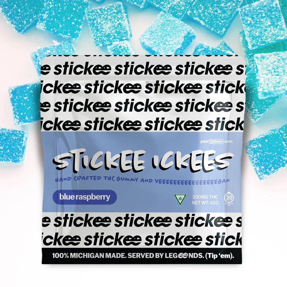Photograph of product: STICKEE ICKEES | Blue Raspberry | Hand Crafted Vegan Gummies | 5 x 40mg