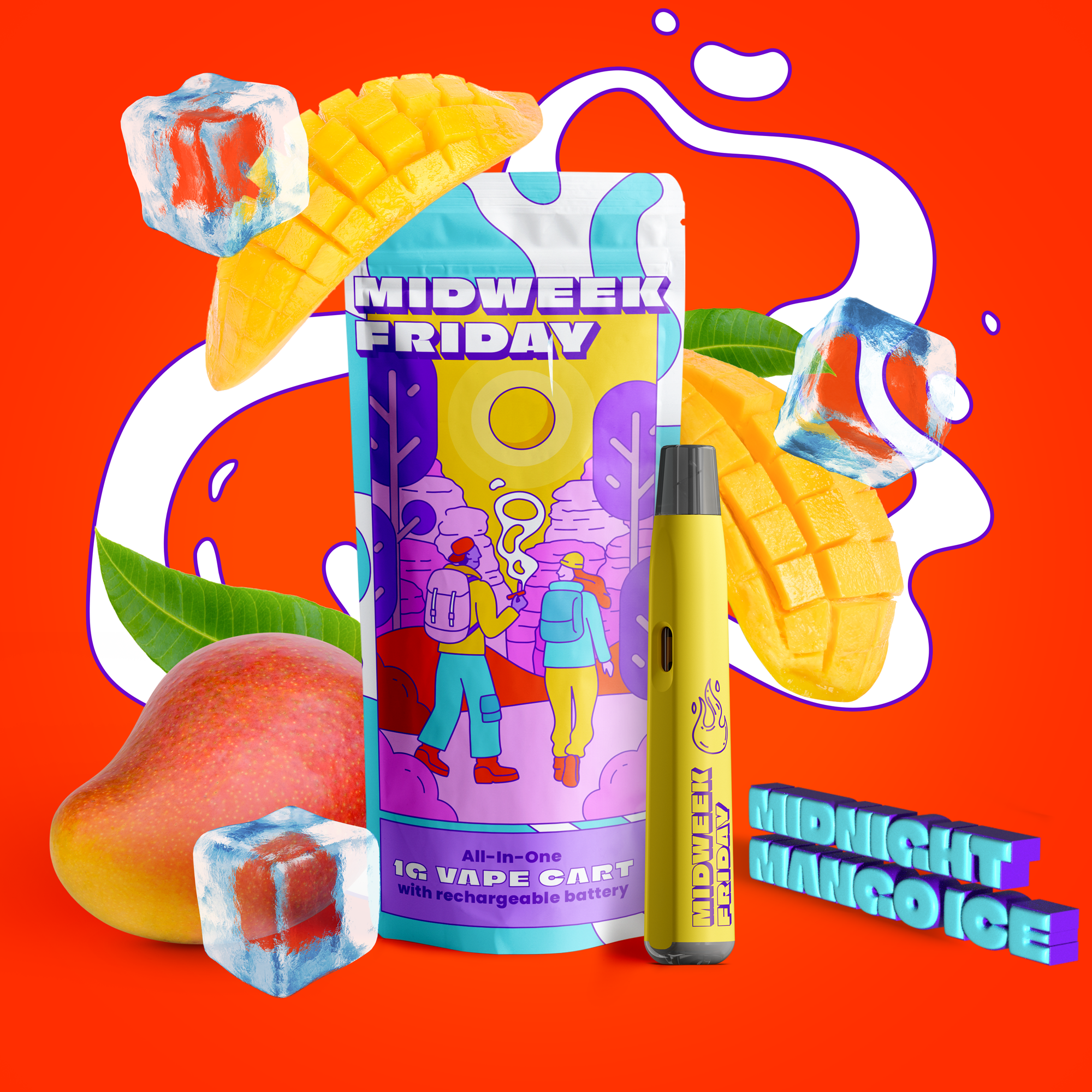 Photograph of product: Midnight Mango Ice | 1g | Disposable Vape | Midweek Friday